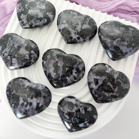 Indigo Gabbro Merlinite Heart Crystal Carving Intuition Crystals - Picture 4 of 8